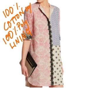 Vineet Bahl - Cotton Mixed Pattern Dress  w/ Lace - Size Small - NET-A-PORTER